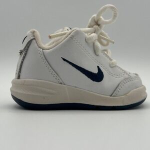 Vintage Y2K  Nike Play Toddler Shoes White Navy Logo Lace Up Sneakers Size 2C
